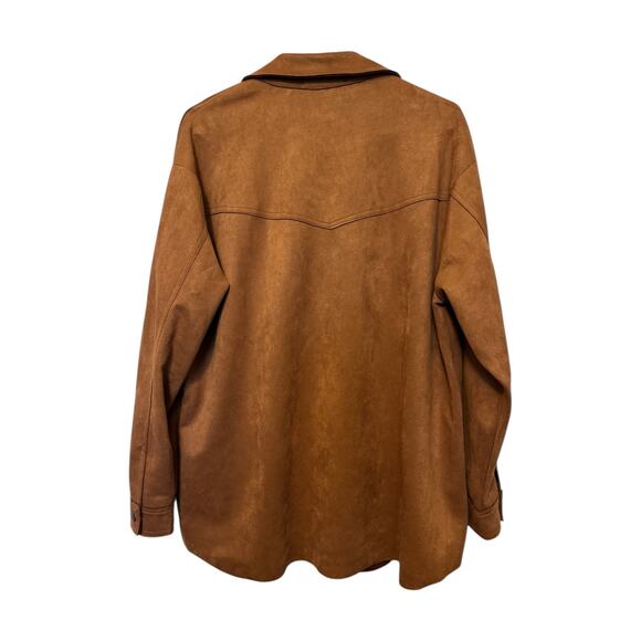 HYFVE Faux Suede Oversized Shacket Brown Button Down Jacket Women’s Small NWT - Picture 5 of 8